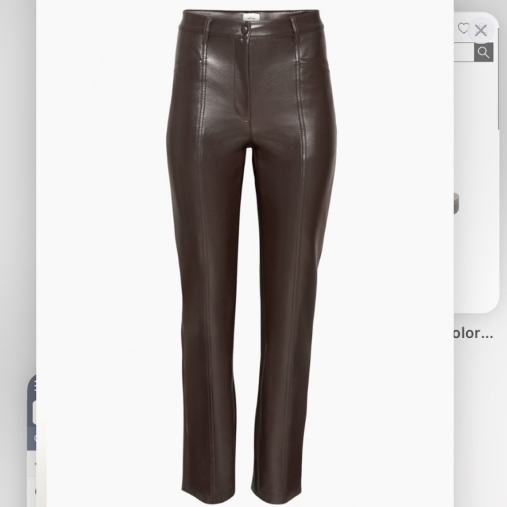 Wilfred Rebel Vegan Leather Pants - Rich Mocha Brown Sz. 2